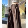 imagechouyatou Womens Winter Wool Wide Leg Palazzo Pants High Waisted Wool Blend Baggy Trousers Culottes