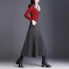 imagechouyatou Womens Wool Blend Culottes Capri Cropped Pants Pleated High Waist Wide Leg Palazzo Trousers