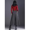 imagechouyatou Womens Wool Blend Culottes Capri Cropped Pants Pleated High Waist Wide Leg Palazzo Trousers
