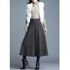 imagechouyatou Womens Wool Blend Culottes Capri Cropped Pants Pleated High Waist Wide Leg Palazzo Trousers