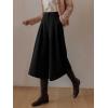 imagechouyatou Womens Wool Culottes Capri Cropped Pants Pleated Elastic High Waist Wide Leg Palazzo TrouserBlack