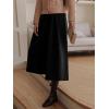 imagechouyatou Womens Wool Culottes Capri Cropped Pants Pleated Elastic High Waist Wide Leg Palazzo TrouserBlack