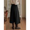 imagechouyatou Womens Wool Culottes Capri Cropped Pants Pleated Elastic High Waist Wide Leg Palazzo TrouserBlack