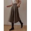 imagechouyatou Womens Wool Culottes Capri Cropped Pants Pleated Elastic High Waist Wide Leg Palazzo TrouserCoffee