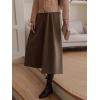 imagechouyatou Womens Wool Culottes Capri Cropped Pants Pleated Elastic High Waist Wide Leg Palazzo TrouserCoffee