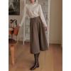 imagechouyatou Womens Wool Culottes Capri Cropped Pants Pleated Elastic High Waist Wide Leg Palazzo TrouserCoffee