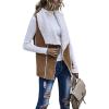imagechouyatou Womens Casual Open Front Lapel Faux Suede Sleeveless Fleece Vest Jacket Coat