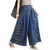 imagechouyatou Womens Casual Wide Leg Denim Pants Baggy Culotte Jeans Butterfly Print Loose Trousers
