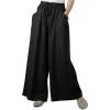 imagechouyatou Womens Elastic Drawstring Waist Cotton Linen Pants Wide Leg Summer Casual Pants Palazzo Culottes