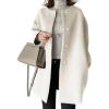 imagechouyatou Womens Fall Collarless Single Breasted Midi Long Wool Coat Business Casual Winter Pea Coat