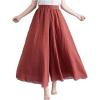 imagechouyatou Womens Flowy Elastic High Waisted Wide Leg Pants Casual Palazzo Linen Pants Culottes