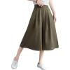 imagechouyatou Womens High Elastic Waisted Wide Leg Capris Business Casual Cropped Culotte Pants with Pockets