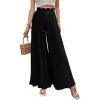imagechouyatou Womens Loose High Waisted Pleated Wide Leg Pants Summer Flowy Pants Palazzo Trousers Culottes