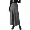 imagechouyatou Womens Plaid Wool Blend Culottes Capri Plaid Pants Elastic High Waist Wide Leg Palazzo Trouser
