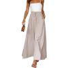 imagechouyatou Womens Summer High Waist Pants Wide Leg Drawstring Flowy Palazzo Paperbag Pants Culottes