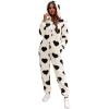 imagechouyatou Womens Sweet Heart Pattern Furry Sherpa Romper Ultra Soft Onesie Pajamas Jumpsuit Pants with Hood