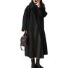 imagechouyatou Womens Winter Mid Long Wool Coat Double Breasted Business Casual Dressy Trench Coat Overcoat