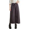 imagechouyatou Womens Winter Striped Wool Capri Pants High Waist Wide Leg Wool Blend Palazzo Pants Culottes with Belt