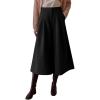 imagechouyatou Womens Wool Culottes Capri Cropped Pants Pleated Elastic High Waist Wide Leg Palazzo TrouserBlack