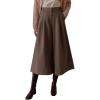 imagechouyatou Womens Wool Culottes Capri Cropped Pants Pleated Elastic High Waist Wide Leg Palazzo TrouserCoffee