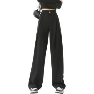 imagechouyatou Womens High Waisted Dress Pants Business Casual Work Pants Palazzo Wide Leg Trousers