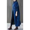 imagechouyatou Women Casual Spring Fall Ripped Distressed Button Down Maxi Long Denim Jean Jacket Trench Coat