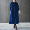 imagechouyatou Women Casual Spring Fall Ripped Distressed Button Down Maxi Long Denim Jean Jacket Trench Coat