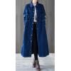 imagechouyatou Women Casual Spring Fall Ripped Distressed Button Down Maxi Long Denim Jean Jacket Trench Coat