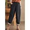imagechouyatou Women Winter Warm Down Cotton Pants Padded Quilted Harem Pants Relaxed Wide Leg Trousers