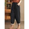 imagechouyatou Women Winter Warm Down Cotton Pants Padded Quilted Harem Pants Relaxed Wide Leg Trousers