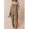 imagechouyatou Womens Adjustable Strap Corduroy Bib Overall Pocketed Straight Leg Onesies Pant Jumpsuit