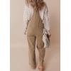 imagechouyatou Womens Adjustable Strap Corduroy Bib Overall Pocketed Straight Leg Onesies Pant Jumpsuit