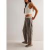 imagechouyatou Womens Boyfriend Wide Leg Denim Pants Y2K Baggy Mid Rise Casual Dressy Barrel Jeans with Pockets