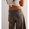 imagechouyatou Womens Boyfriend Wide Leg Denim Pants Y2K Baggy Mid Rise Casual Dressy Barrel Jeans with Pockets