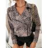 imagechouyatou Womens Chic Streetwear Leopard Print Moto Biker Suede Leather Jacket