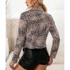 imagechouyatou Womens Chic Streetwear Leopard Print Moto Biker Suede Leather Jacket