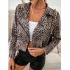 imagechouyatou Womens Chic Streetwear Leopard Print Moto Biker Suede Leather Jacket