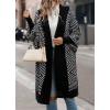 imagechouyatou Womens Color Block Diagonal Striped Cardigan Sweaters Open Front Chunky Knit Jacket Long Coatigan Coat