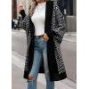 imagechouyatou Womens Color Block Diagonal Striped Cardigan Sweaters Open Front Chunky Knit Jacket Long Coatigan Coat