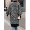 imagechouyatou Womens Color Block Diagonal Striped Cardigan Sweaters Open Front Chunky Knit Jacket Long Coatigan Coat