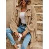 imagechouyatou Womens Fall Button Down Sherpa Shacket Fleece Jacket Long Casual Bofriend Fuzzy Winter Coat