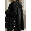 imagechouyatou Womens Fall Corduroy Jacket with Hood Casual Button Down Hooded Loose Corduroy Jackets with PocketsBlack
