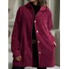 imagechouyatou Womens Fall Corduroy Jacket with Hood Casual Button Down Hooded Loose Corduroy Jackets with PocketsWine Red