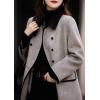 imagechouyatou Womens Fall Winter Double Breasted Contrast Lapel Collar Office Work Long Wool Pea Coat Overcoat