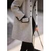 imagechouyatou Womens Fall Winter Double Breasted Contrast Lapel Collar Office Work Long Wool Pea Coat Overcoat