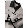 imagechouyatou Womens Fall Winter Double Breasted Contrast Lapel Collar Office Work Long Wool Pea Coat Overcoat