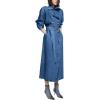 imagechouyatou Womens Fashion Notch Lapel Denim Trench Coat Double Breasted Belted Maxi Long Jean JacketBlue