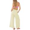 imagechouyatou Womens Summer Elastic Waist Wide Leg Linen Pants Casual Beach Palazzo Pants