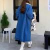 imagechouyatou Womens Warm Winter Windproof Sherpa Fleece Lined Long Denim Coat Trucker Jean Jacket Overcoat