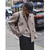 imagechouyatou Womens Winter Double Breasted Wool Blazer Jacket Business Casual Short Wool Pea Coat
